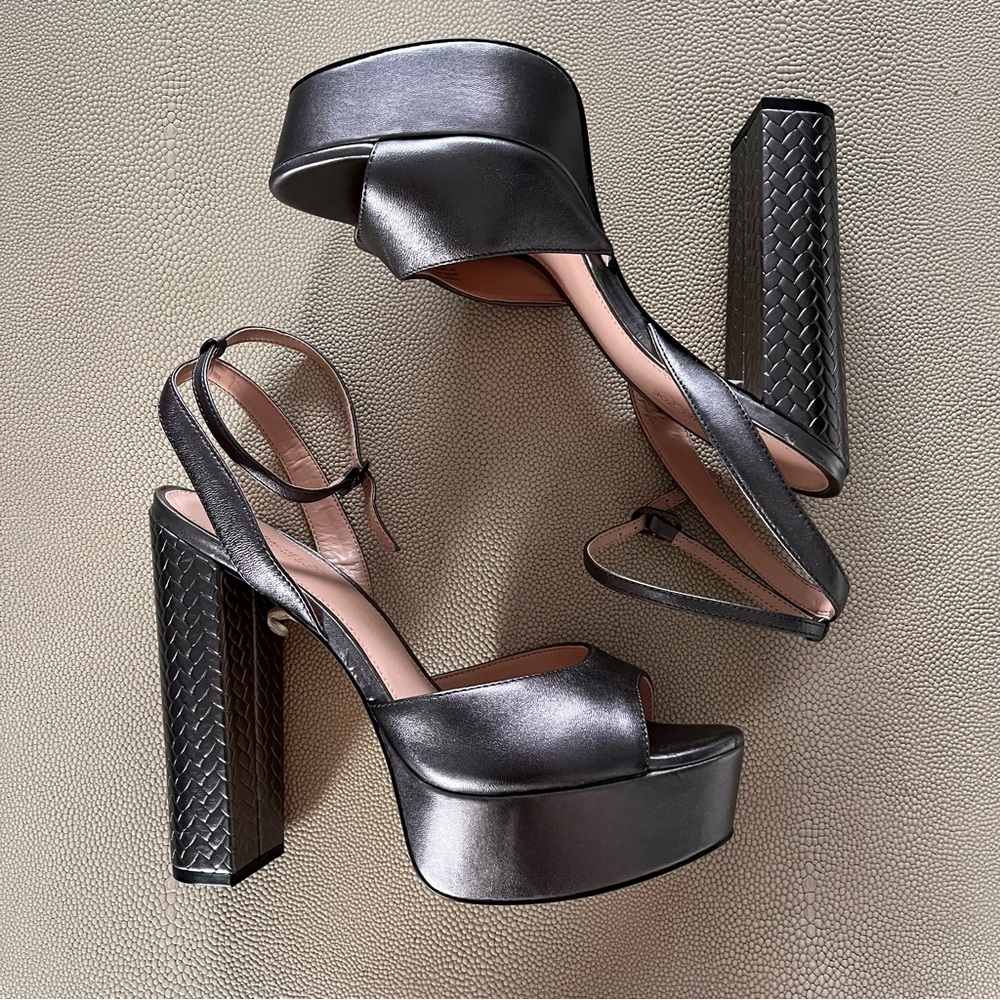 Zoe by Rachel Zoe Womens Gray Metallic Platform Strappy Sandals Sz 11